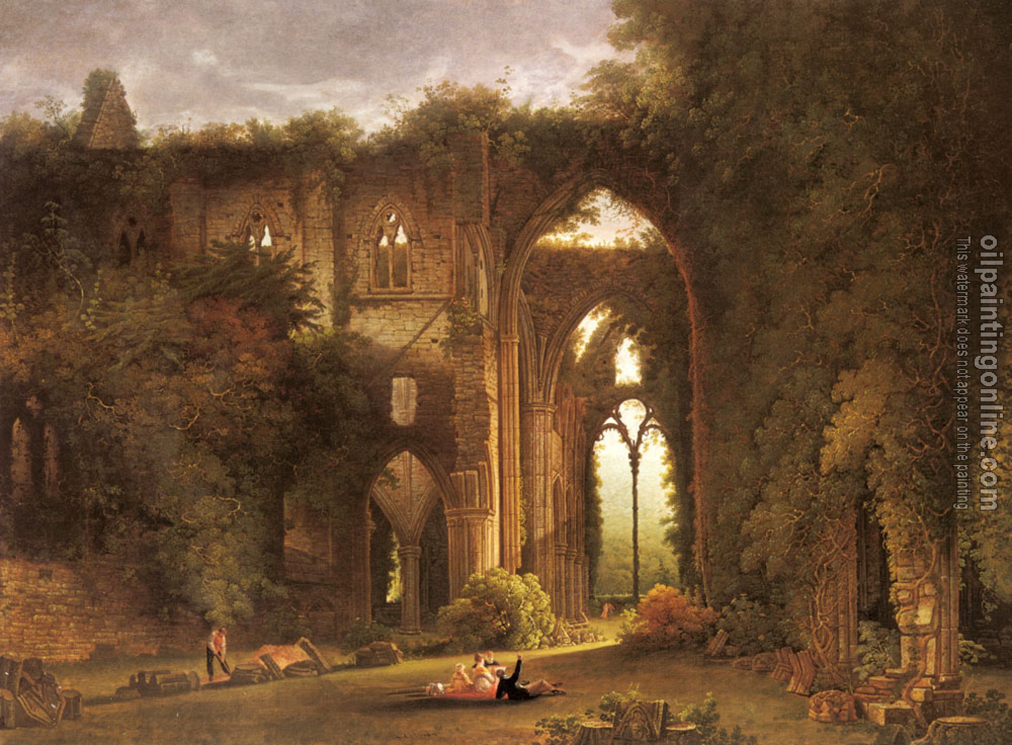 Samuel Colman - Tintern Abbey With Elegant Figures